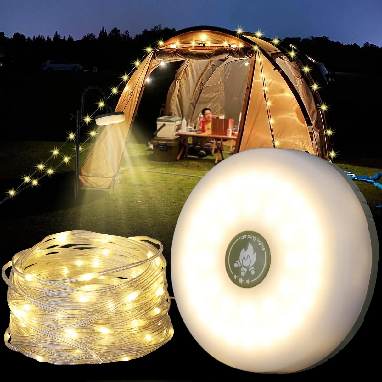 Pro Camp 8m LED Lyskjetting – Oppladbar Campinglampe
